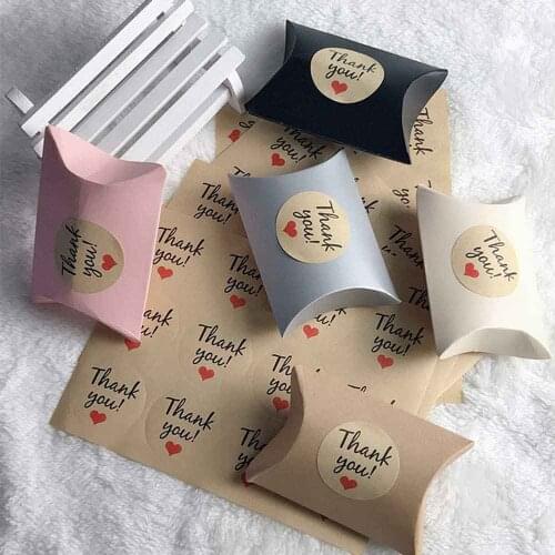 100Pcs Pillow Candy Box Kraft Paper Christmas Gift Packaging Boxes Candy Bags Wedding Favors Birthday Party Decorations