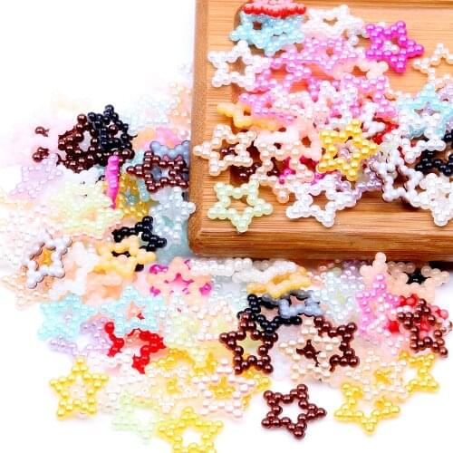 Multicolor 2000pcs Hollow Beaded five stars Imitation Half Round Pearls Flatback Beads DIY Nail Art Scrapbook Decoration Jewelry