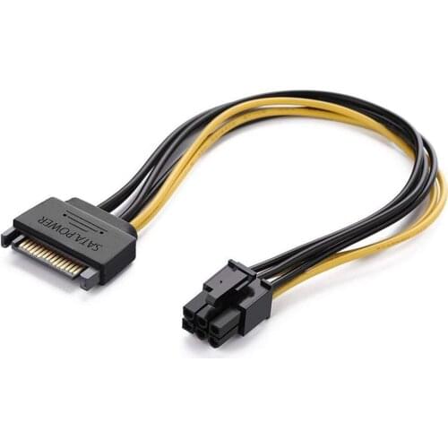 Sata Power Cable Sata15 Pin to 6 Pin PCI Express Images Video Card Power Cable Adapter (8 Inch)