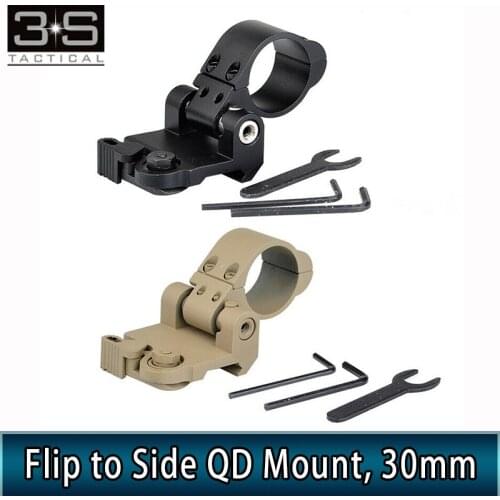Tactical Airsoft Hunting Magnifier Scope Rail Mount 30mm Ring Mount Flip to Side QD Mount