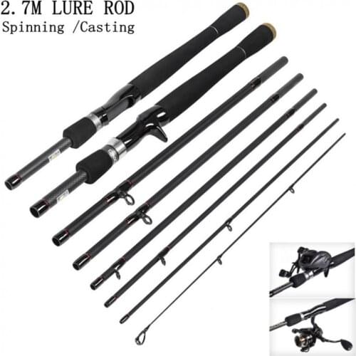 Lure Fishing Rods 2.7m 4 Section Carbon Fiber Lure Fishing Rod M Power Portable Ultra Light Spinning / Casting Fishing Pole