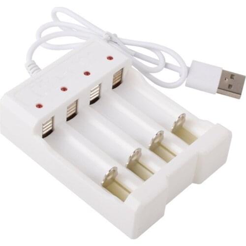 4-Slot Charger Nickel Cadmium AA/AAA Rechargeable Battery 4-Slot Toy Electronic Drum Bed Bell USB Charging Seat Home Supplies