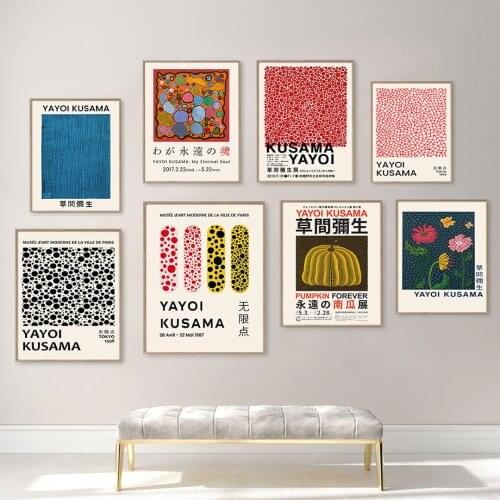 Vintage Yayoi Kusama Flower Mushroom Eye Wall Art Canvas Painting Nordic Posters And Prints Wall Pictures For Living Room Decor