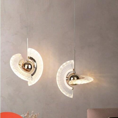 Rotatable creative chandelier Nordic Circle Ring Bedside Pendant Light Fixture Shop LED Ring Hanging Lamp Metal Light Pendant