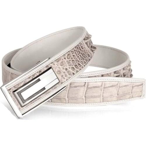 Weitasi Thailand crocodile leather men belt male belt business Tungsten steel Automatic buckle male white crocodile belt