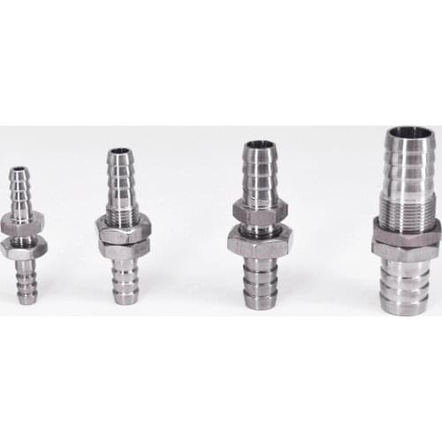 3 4 6 8 10 12 13 14 16 20 25 32mm Hose Barb 304 Stainless Steel Bulkhead Hosetail Pipe Fitting Connector Water Gas Panel Install