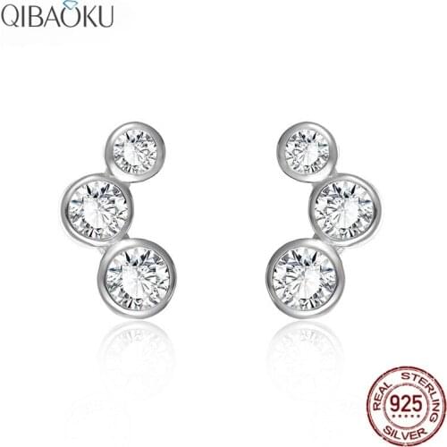 Sterling Silver 925 Stackable Circle Small Stud Earrings for Women Wedding Jewelry Gift Round Fashion Earrings