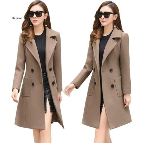Women New Autumn Winter Woolen Jacket Coat High quality Long Slim Blend Outerwear Female Ladies Wool Coats Jacket Overcoat