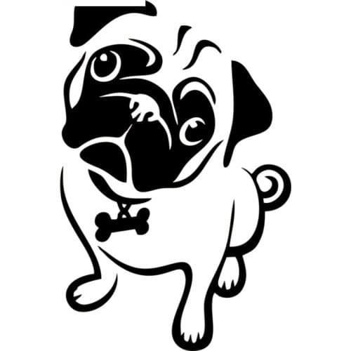 Animal Pug Dog Car Sticker Waterproof Creative Auto Windscreen Vinyl Decals Automobile Accessories for All Cars,20cm*13cm