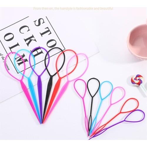 1 Pair 2Pcs Plastic Loop Styling Tools 5 Color Topsy Pony Tail Clip Popular Hair Braid Maker Ponytail Creator Hair Styling Tools