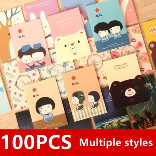 100pcs Various Styles Cute Notepad Easy To Carry Mini Cartoon Account Book Boy Girl Gift School Students Prize Starry Sky Animal