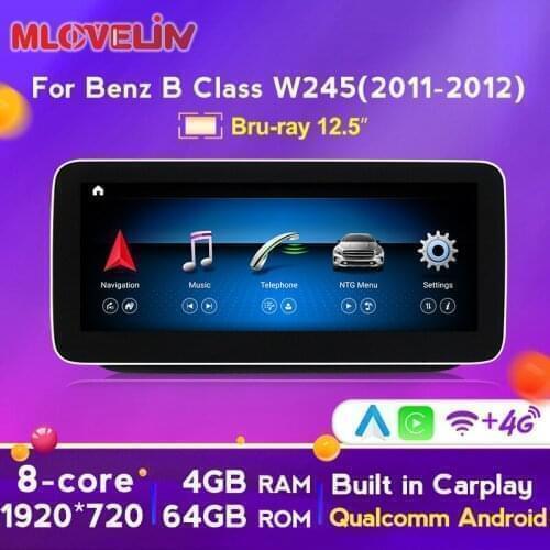 12.5''Blu-ray anti-glare screen 8Core Android 10 For Mercedes Benz B Class W245 W246 2012-2019 Car GPS Multimedia 4G+64G