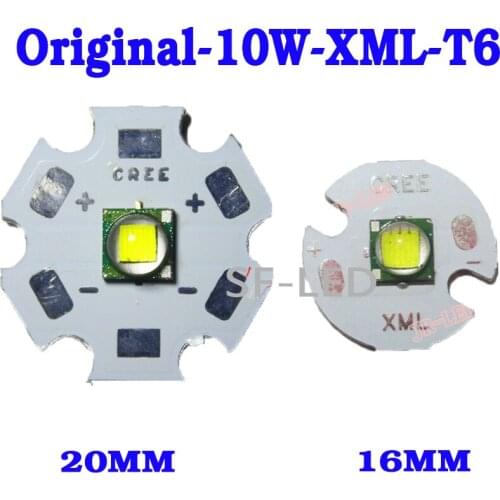2pcs Original Cree XML XM-L T6 Cool White Neutral White Warm White 10W High Power LED Emitter on 16mm Black or White PCB