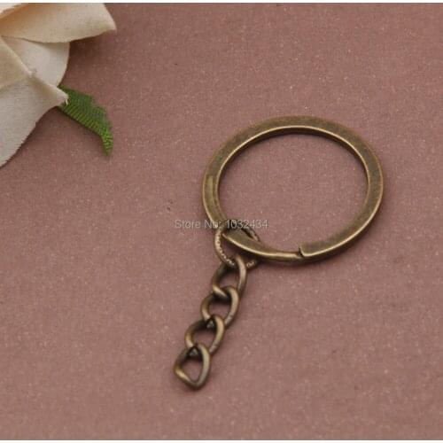 300pcs/lot Antique Bronze Plated Key Ring Long Split Ring Key Chains Keyrings DIY Retro Fashion Keychains Accessories