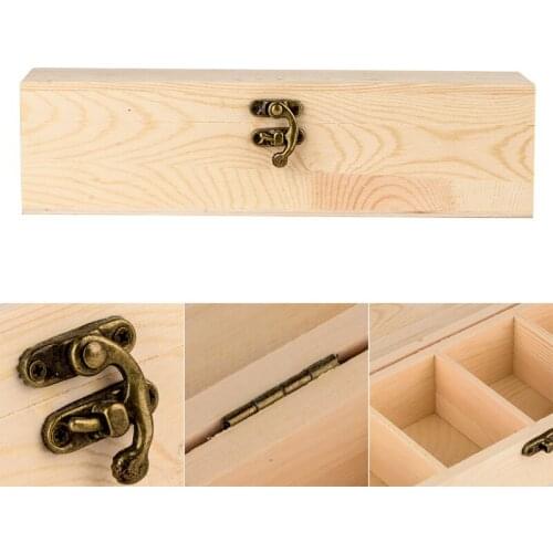 4 Compartment Wooden Storage Box Tea Jewelry Watch Container Case with Lock