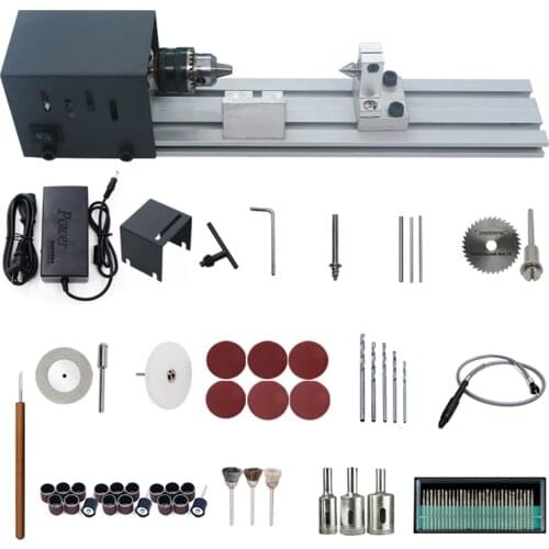 80W 24V Mini Lathe Beads Polisher Machine Woodworking Craft DIY Rotary Tool Universal Set