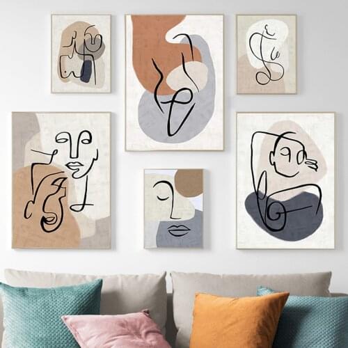 Abstract Face Figures Body Lines Shapes Wall Art Canvas Painting Nordic Posters And Prints Wall Pictures For Living Room Decor