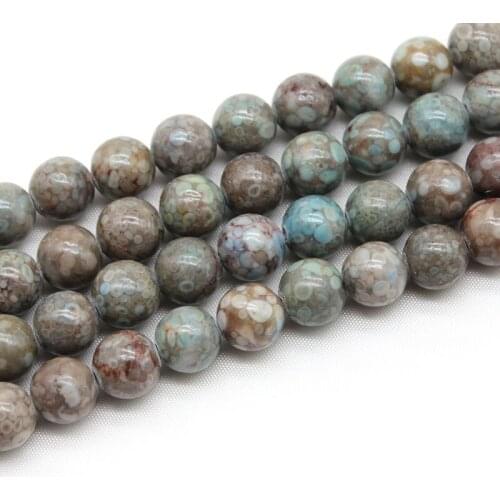 Natural Stone Beads Smooth Round Chrysanthemum Stone Loose Beads 4-12mm For Jewelry Making DIY Charm Bracelet Necklace Handmade