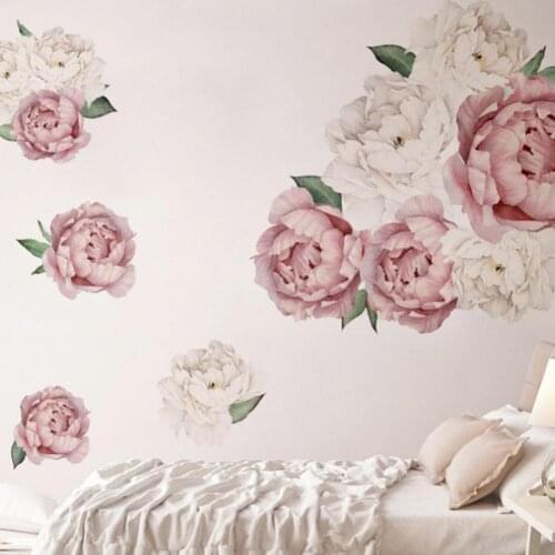 Household Wall Stickers Home Decoration DIY Peony Rose Flower Decoration Art Childrens Stickers Wall Room Nursery Decals