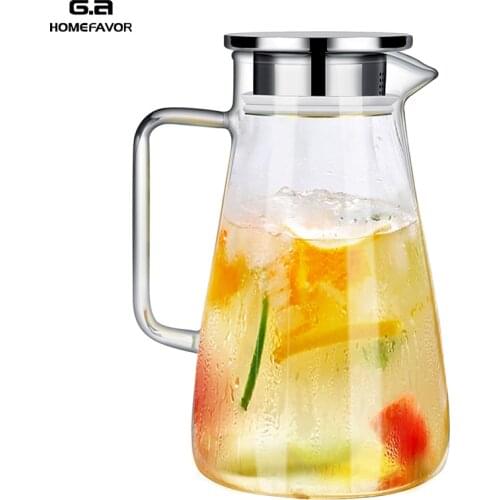 Cold Water Kettle Teapot Glass Pitcher Jug Water Juice Tea Carafe Large Bottle With Stainless Steel Lid Kitchen Accessories