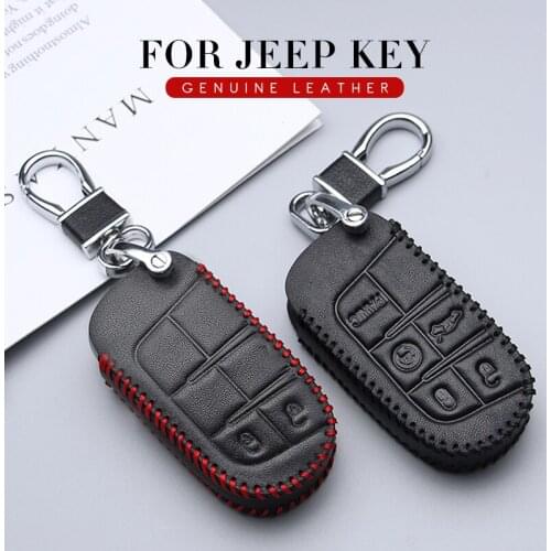 Real Leather Car Key Case Cover For Jeep Liberty Renegade Patriot Grand Cherokee WK2 Wrangler JL Compass Keyring Bag Accessories