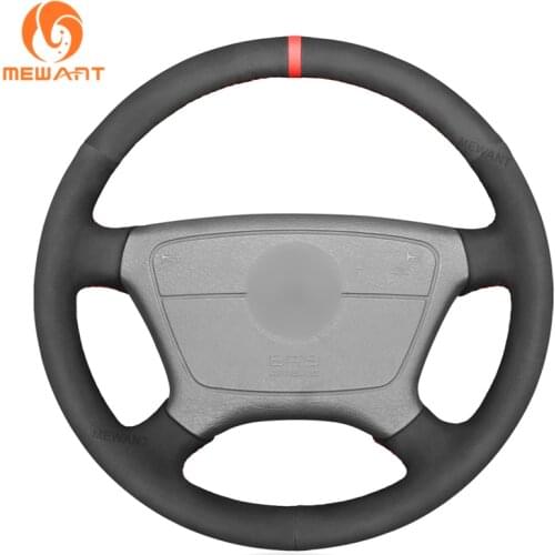 Black Suede Genuine Leather Steering Wheel Covers for Mercedes Benz C-Class W202 CL-Class C140 E-Class W210 W124 W140 1993-2000