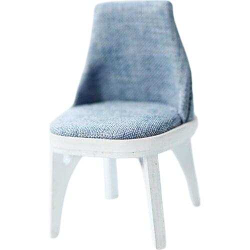 Wooden 1:12 Scale Dollhouse Miniature High Back Chair Life Scene Fairy Landscape Decor Accessory Kids Toy Gifts, Blue