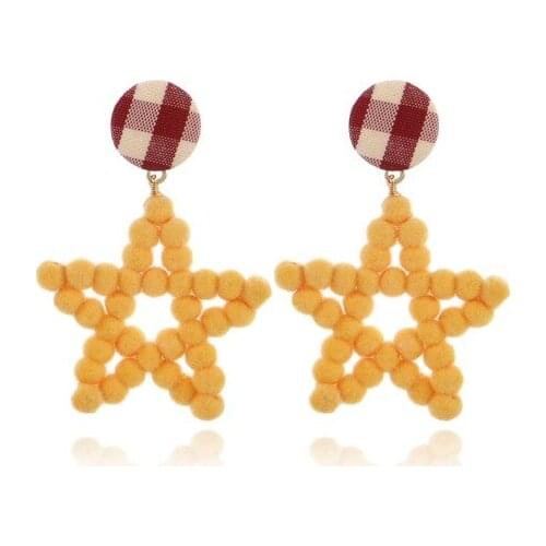 ELEGANCE11 Winter Trendy Korea Earrings Velvet Pentagram Pendant Earings Christmas Jewelry Female Earrings for Party