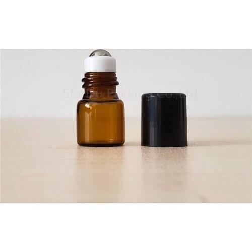 1ml amber Glass Essential Oil Roller Bottles, transparent Roller Balls Aromatherapy Perfumes Lip Balms Roll On Bottle 50pcs/lot