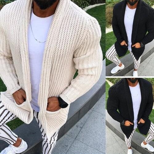 Cardigan Sweater Men Autumn Winter Streewtear Clothes Men Fashion Knitted Cardigan Solid Color Slim Fit Cardigan Hombre Invierno