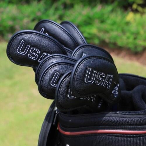 Golf Club Iron Cover Headcover USA with Black stitch Golf Iron Head Covers Golf Club Iron Headovers Wedges Covers 10pcs/set