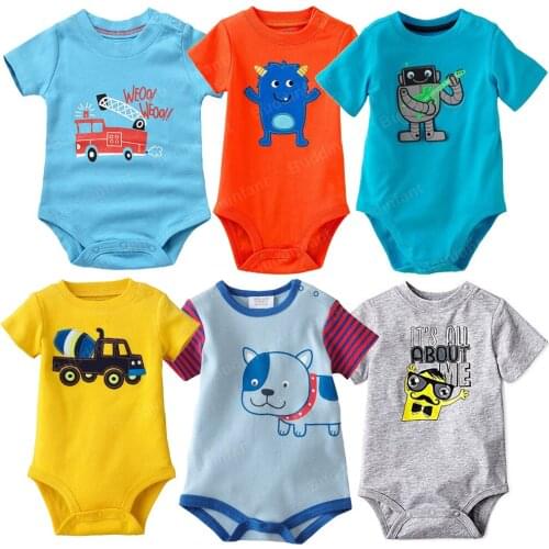 New born baby clothes boy romper summer printed baby onesie cotton romper animal car toddler boy infant girls bodysuit onesies