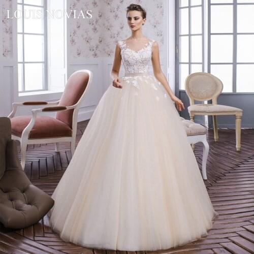 Louis Novias Lace Wedding Dress Empire Fairy Lace Up Light Wedding Dress Appliques Silky Organza Wedding Gowns Vestido De Noiva