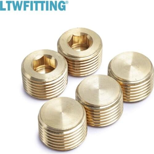 LTWFITTING Brass Pipe Internal Hex Head Plug Fittings 1/2" Male NPT Air Fuel Water Boat