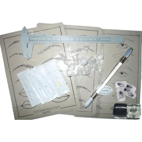 Royun Permanent Makeup Eyebrow Pen Machine 20 Pcs Blade Needle Ink Cup Practice Skin Microblading Kit