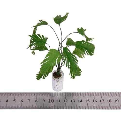 1/12 Scale Dollhouse Miniature Green Tree Plant In Vase In White Bottle Garden Accessory Home Decor