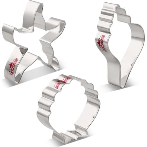 KENIAO Ocean Starfish Conch Seashell Cookie Cutter for Kids Birthday Party Cutters - Biscuit Cutter - 3 Piece - Stainless Steel