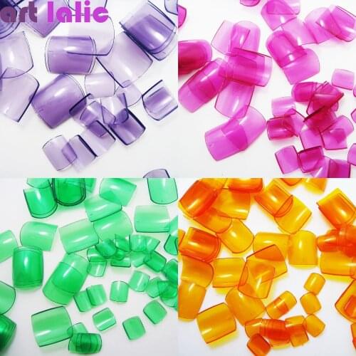500Pcs Toe False Nail Tips Candy Color Acrylic UV Gel Foot Fake Nail Art French Style 6 Colors for Optional Pedicure Tools
