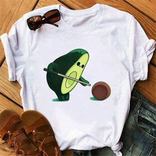 New Avocado T-shirt Women Casual White Short Sleeve Cartoon Graphic Tshirts Funny Female Tops Tees Summer Women T-shirts