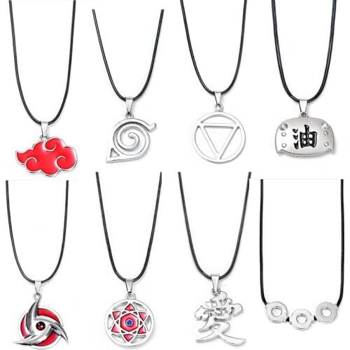 New Anime Necklace Red Cloud Metal Pendant Necklaces Black Rope Chain For Men Women Choker Accessories Cosplay Props Promotion