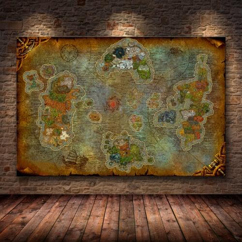 Unframed The Poster Decoration Painting of World of Warcraft 8.0 map on HD Canvas canvas painting wall art canvas