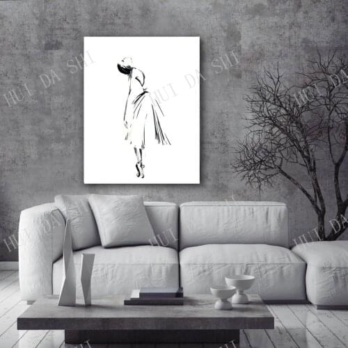 Ballerina Print, Minimalist Line Drawing Fine Art Print, Ballet Dance Wall Print, Minimal Black and White Ballerina Art Print