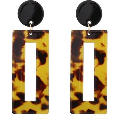 Korean Simple Big-Brand Acetate Version Of Leopard Earrings Acrylic Plate Geometric Resin Earrings Womens Jewelry