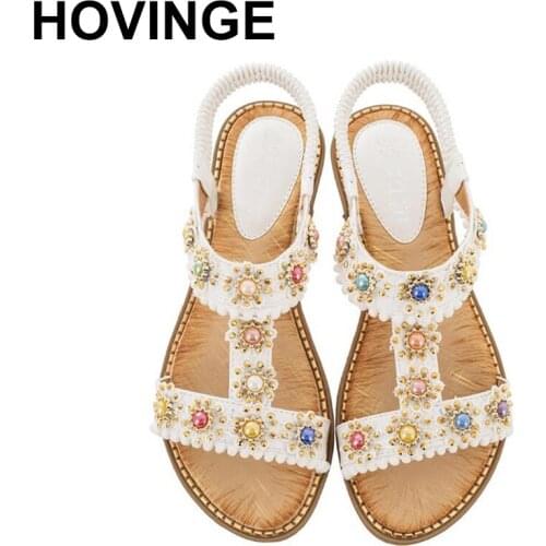 HOVINGE Womens Flat Shoes Rope Nylon Sandals Thongs Sandal Strap Summer Shoes Outdoor Fashion Beach Shoes Slippers