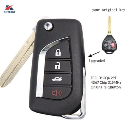 KEYECU Replacement Upgraded Flip Remote Key Fob 3+1 Button for Toyota Corolla Avalon 2008-2012 GQ4-29T 4D67