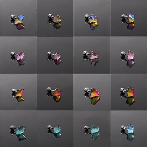 2021 Trend Mix Rainbow Color 24 Style CZ Zircon Ear Piercing Tragus Nose Ring Stud Earrings For Women Korea Fashion Jewelry 1Pc