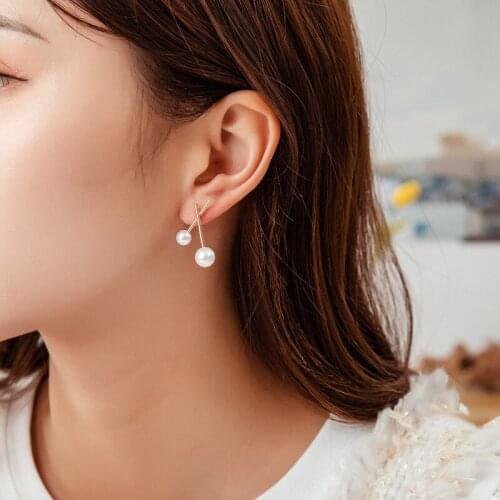 Pearl ear-rings Womens sterling silver earrings Simple and small temperament earrings French high-quality cherry earrings