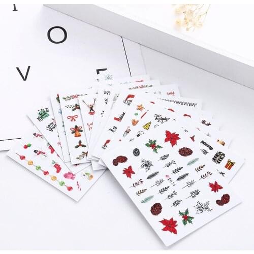 1Pc Nail Art Accessories Xmas Merry Christmas Single Snowflake 3D Sticker Color Snowman Nail Transfer Decal Decoration