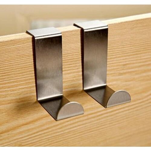 1Pcs Home Kitchen Door Stainless Steel Hooks Self Holder Hanger Hang Coat Hooks Drawer Cabinet Towel Clothes Pot Hook Door Hooks