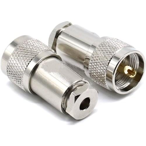 1pc UHF PL259 Male plug Clamp RG58 RG142 LMR195 RG400 Cable Brass RF Coaxial Adapter Connectors